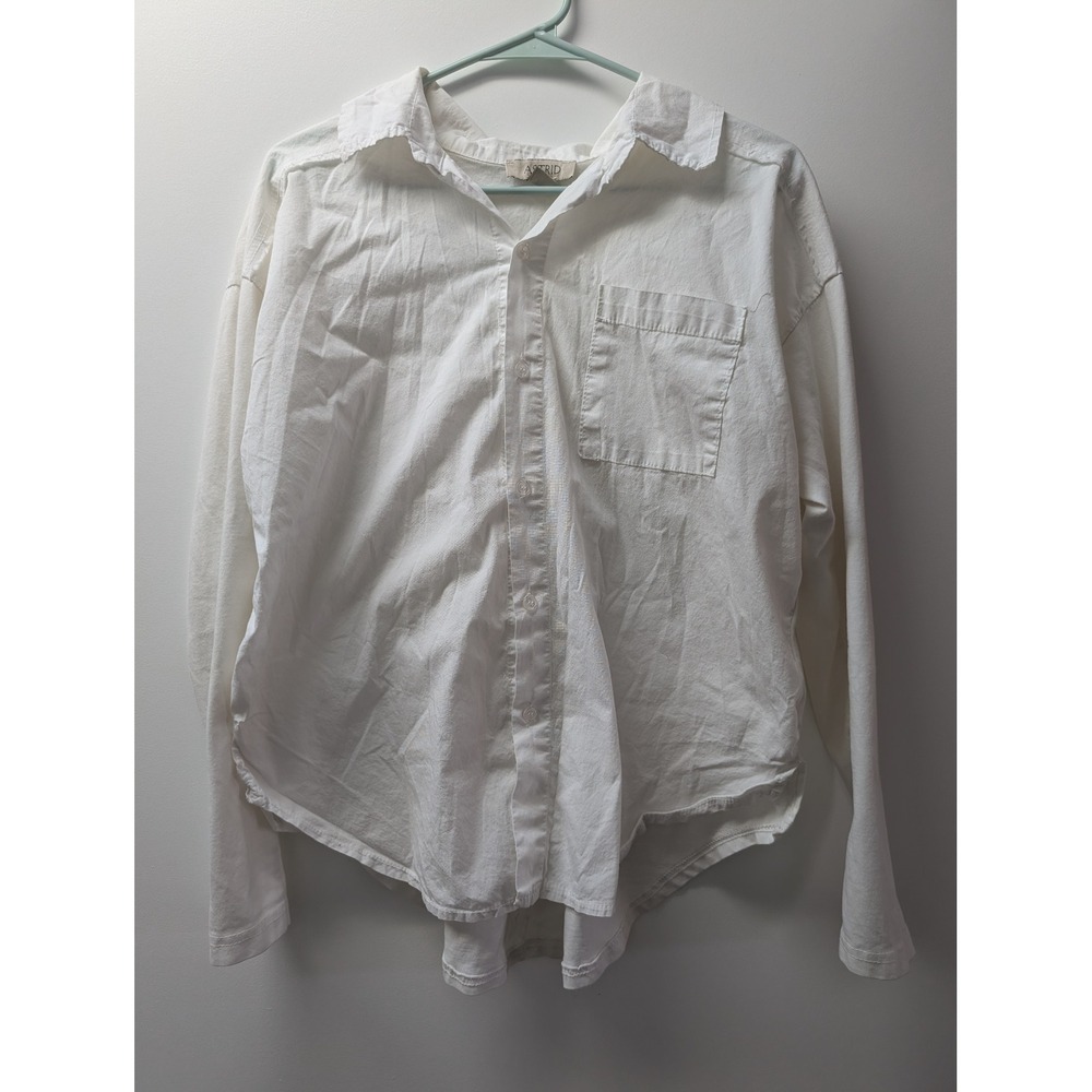 Astrid White Cotton Button Up Shirt Long‎ Sleeve Oversized Made in Italy Size S